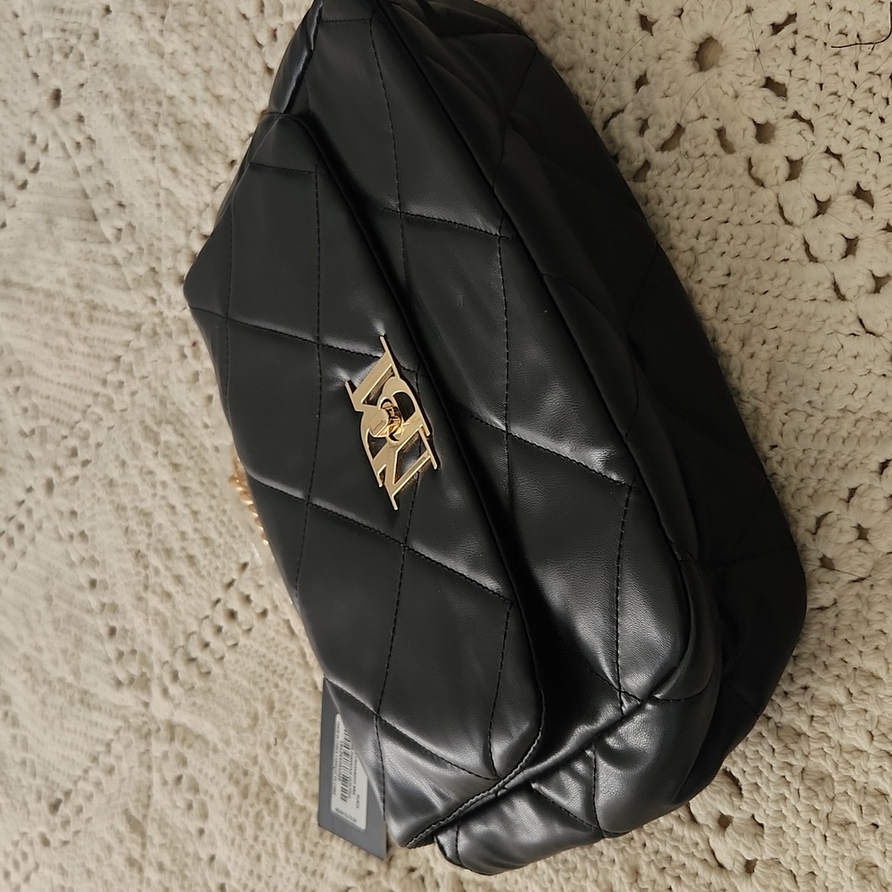 Badgley Mischka Black Quilted Crossbody with Gold Chain - Picture 8 of 9